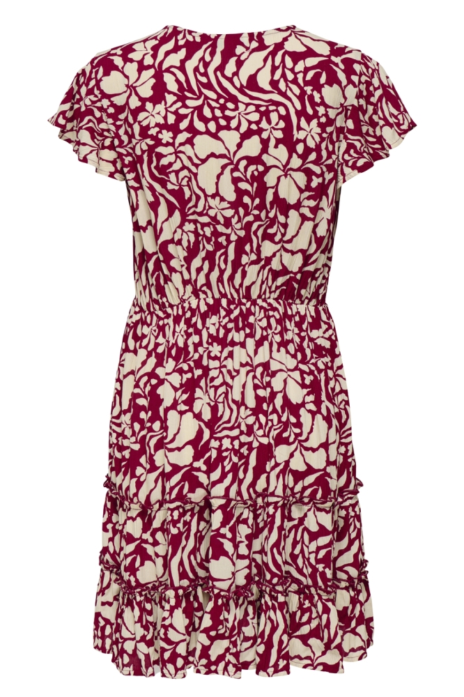 ONLCLAUDETTE LIFE SS MINI DRESS WVN 15320419 MERLOT